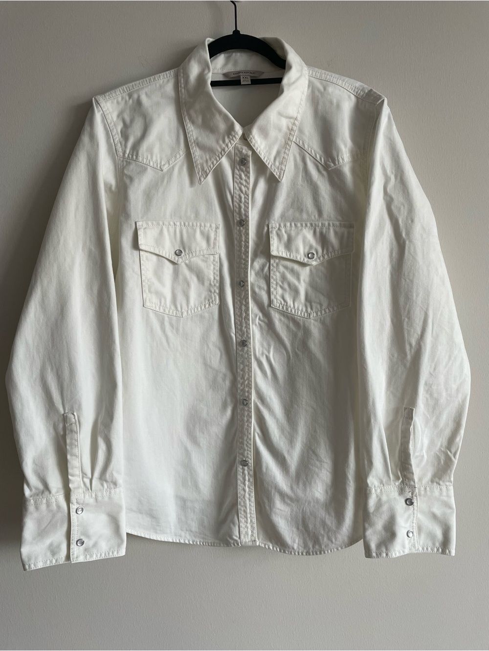 Banana Republic Pearl Snap Shirt Shacket White Western XXL